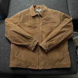 New York Classics Jacket Mens Large Brown Leather Bomber Full Zip Collared Lined